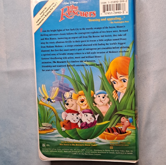 Vintage 90's Diamond Disney Classics THE RESCUERS clamshell VHS EUC - Picture 6 of 6